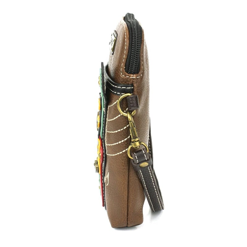 CHALA Arts Collection Cell Phone Crossbody Purse-Women PU Leather/Canvas Multicolor Handbag with Adjustable Strap - Guitar - brown - Image 2